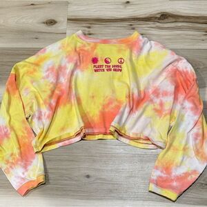 A.Lab Tie Dye Plant Cropped Long Sleeve Tee Shirt Women’s Small